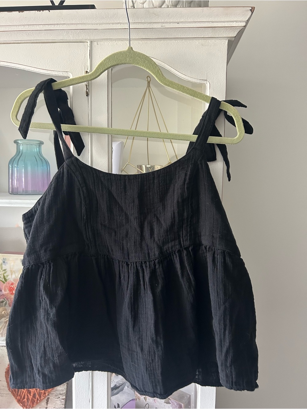 Old navy Black Tie-Strap Babydoll Tank Top
